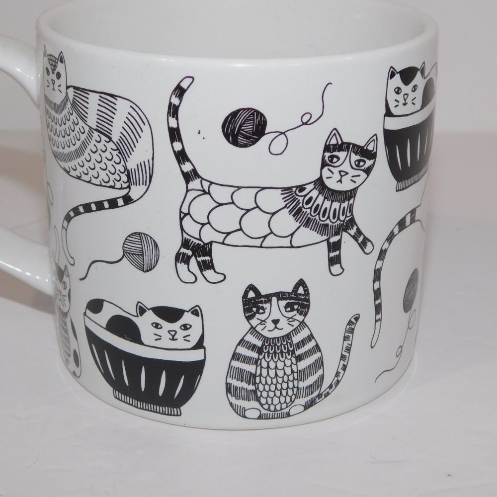 PURR PARTY Cat Kitten Mug Now Design White Black Graphic 14 oz - Picture 4 of 10
